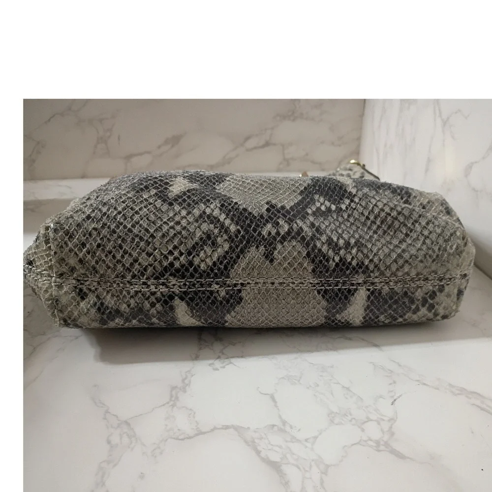 MICHAEL KORS Jet Set Gray Python Embossed Leather Hobo Shoulder/Crossbody Bag